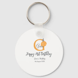 Oranje pompoen herfst Verjaardag 21e Grijze Pastel Sleutelhanger