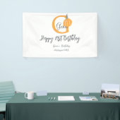 Oranje pompoen herfst Verjaardag 21e Grijze Pastel Spandoek (Beurs)