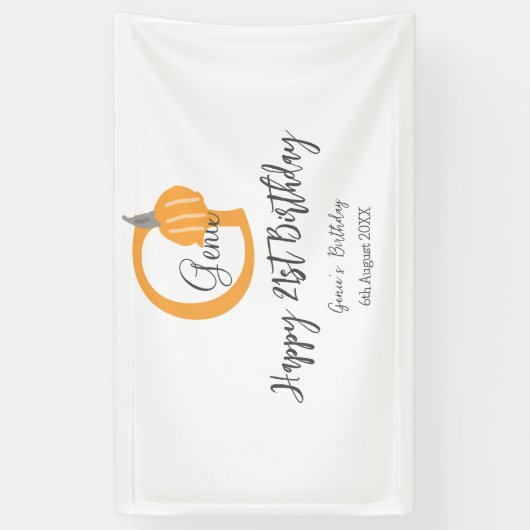 Oranje pompoen herfst Verjaardag 21e Grijze Pastel Spandoek (Verticaal)