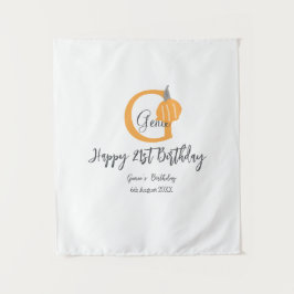 Oranje pompoen herfst Verjaardag 21e Grijze Pastel Wandkleed