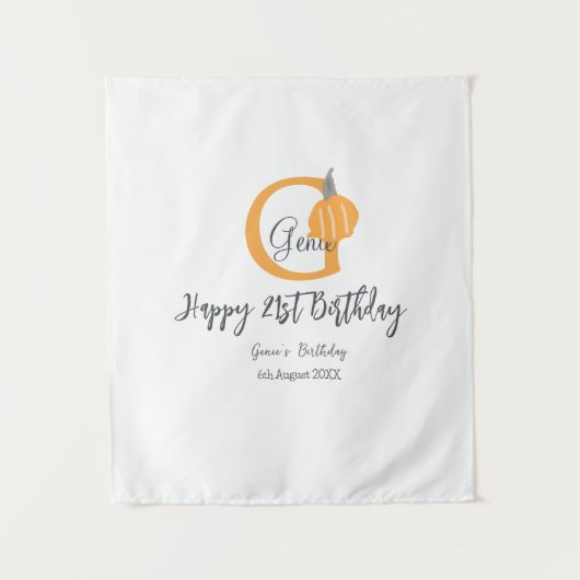 Oranje pompoen herfst Verjaardag 21e Grijze Pastel Wandkleed (Voorkant)