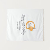 Oranje pompoen herfst Verjaardag 21e Grijze Pastel Wandkleed (Voorkant (horizontaal))