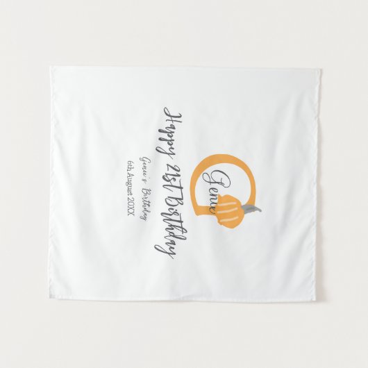 Oranje pompoen herfst Verjaardag 21e Grijze Pastel Wandkleed (Voorkant (horizontaal))
