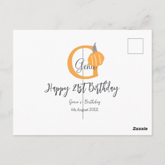Oranje pompoen herfst verjaardag 21ste grijze past briefkaart (Achterkant)
