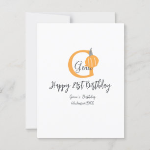 Oranje pompoen herfst verjaardag 21ste grijze past briefkaart