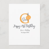 Oranje pompoen herfst verjaardag 21ste grijze past briefkaart (Voorkant)