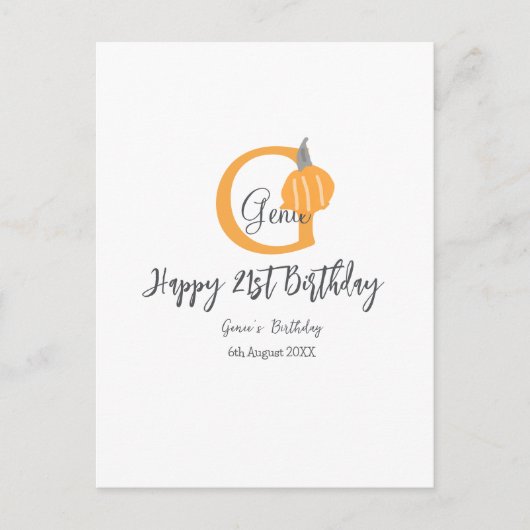 Oranje pompoen herfst verjaardag 21ste grijze past briefkaart (Voorkant)