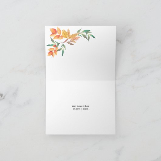 Oranje pompoen Herfst Waterverf bladeren dank u Bedankkaart (Binnen)