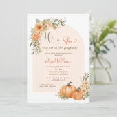 Oranje pompoen hij of zij Herfst bloemengeslachtso Kaart (Staand voorkant)