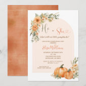 Oranje pompoen hij of zij Herfst bloemengeslachtso Kaart (Voorkant / Achterkant)