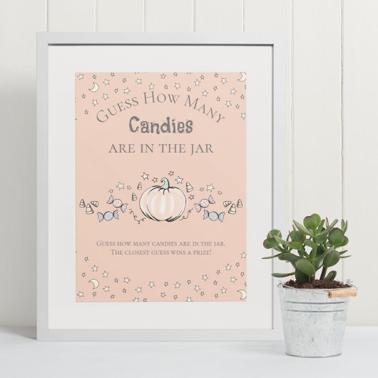 Oranje pompoen Hoeveel Snoepjes Baby shower spel Poster
