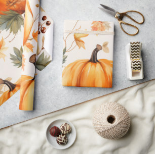 Oranje Pompoen is Op Weg Herfst Baby Shower Cadeaupapier