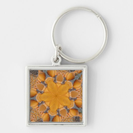 Oranje pompoen Kaleidoscoop Modern Sleutelhanger (Voorkant)