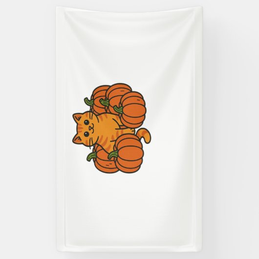 Oranje pompoen Kitty Cat Magic Oversized T-shirt Spandoek (Verticaal)