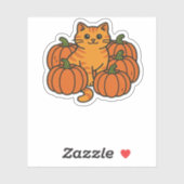 Oranje pompoen Kitty Cat Magic Oversized T-shirt Sticker (Vel)