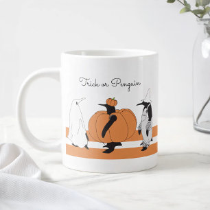 Oranje Pompoen Kostuum Pinguïn Grappige Halloween Grote Koffiekop