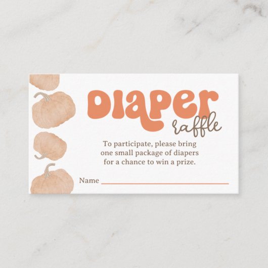 Oranje Pompoen Luier Raffle Baby shower Kaart (Voorkant)