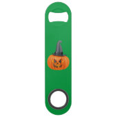 Oranje pompoen met donkergrijze petten flesopener speed flessenopener (Achterkant)