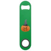 Oranje pompoen met donkergrijze petten flesopener speed flessenopener (Voorkant)