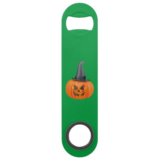 Oranje pompoen met donkergrijze petten flesopener speed flessenopener (Voorkant)