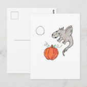 Oranje pompoen met draak briefkaart (Voorkant / Achterkant)