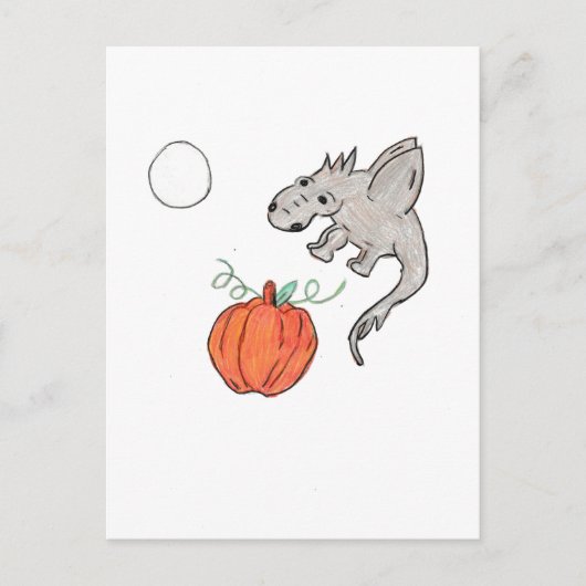 Oranje pompoen met draak briefkaart (Voorkant)