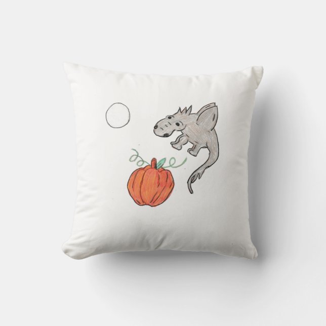 Oranje pompoen met draak kussen (Voorkant)