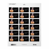 Oranje pompoen met heksen Pet Halloween Adres Etiket (Full Sheet)