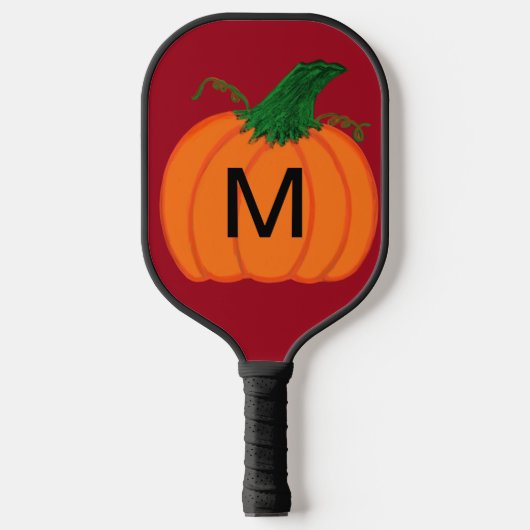 Oranje pompoen Monogram zwart Deep Red Pickleball Paddle (Voorkant)