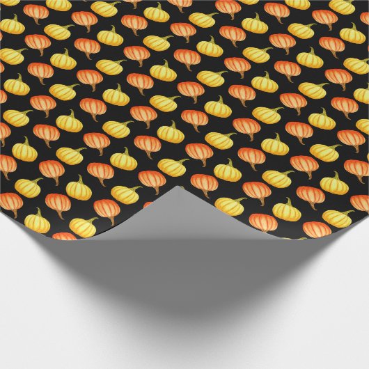 Oranje pompoen: naadloze Waterverf. Cadeaupapier (Hoek)