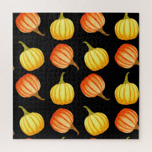 Oranje pompoen: naadloze Waterverf. Legpuzzel