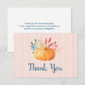 Oranje pompoen op roze en gouden strepen Hartelijk Bedankkaart (Voorkant / Achterkant)