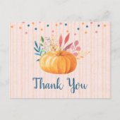 Oranje pompoen op roze en gouden strepen Hartelijk Briefkaart (Voorkant)