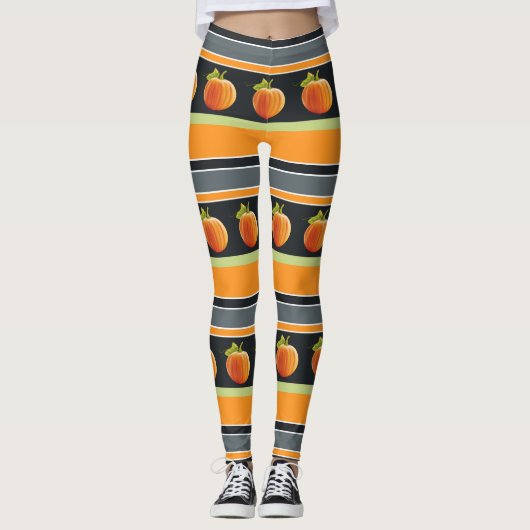 Oranje pompoen op trilling leggings (Voorkant)