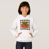 Oranje pompoen op White Brown Checkered Pattern (Voorkant volledig)
