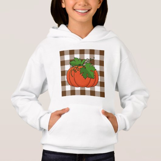 Oranje pompoen op White Brown Checkered Pattern (Voorkant)