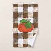 Oranje pompoen op White Brown Checkered Pattern Bad Handdoek (Handdoek)