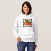 Oranje pompoen op White Brown Checkered Pattern Hoodie (Voorkant volledig)