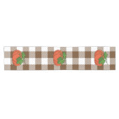 Oranje pompoen op White Brown Checkered Pattern Korte Tafelloper (Horizontaal)