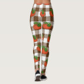 Oranje pompoen op White Brown Checkered Pattern Leggings (Achterkant)