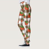 Oranje pompoen op White Brown Checkered Pattern Leggings (Links)