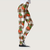 Oranje pompoen op White Brown Checkered Pattern Leggings (Rechts)