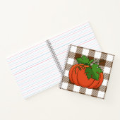 Oranje pompoen op White Brown Checkered Pattern Notitieboek (Binnen)