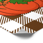 Oranje pompoen op White Brown Checkered Pattern Poster (Hoek)
