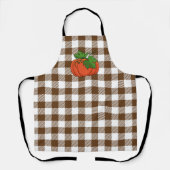 Oranje pompoen op White Brown Checkered Pattern Schort (Voorkant)