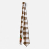 Oranje pompoen op White Brown Checkered Pattern Stropdas (Achterkant)