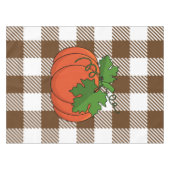Oranje pompoen op White Brown Checkered Pattern Tafelkleed (Voorkant (Horizontaal))