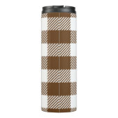 Oranje pompoen op White Brown Checkered Pattern Thermosbeker (Achterkant)