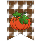 Oranje pompoen op White Brown Checkered Pattern Vlaggetjes (Eerste vlag)