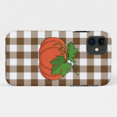 Oranje pompoen op wit bruin geruit patroon Case-Mate iPhone case (Achterkant (horizontaal))